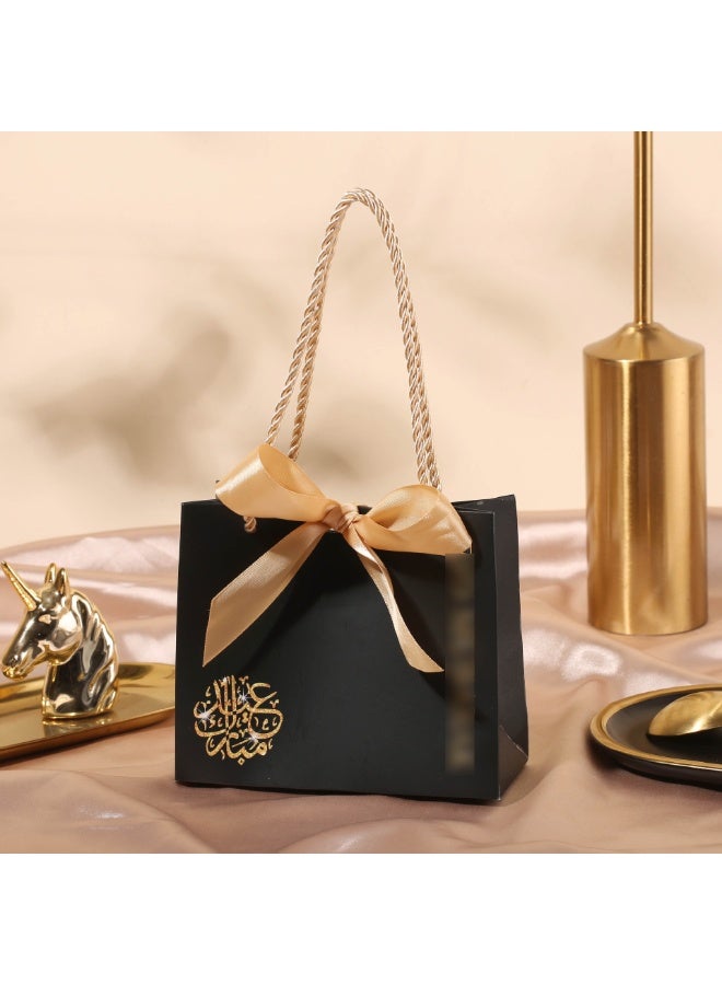 JAYATO Arabic festival gift bag - Moon Festival Castle Candy Box - Middle Eastern Festival Party Gift Box - Black (with handle rope + ribbon) - Image 2